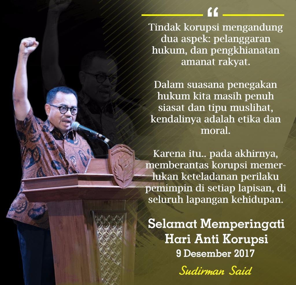 maniac_bisma061's tweet photo. Membrantas korupsi perlu keteladanan perilaku pemimpin di setiap lapisan, di seluruh lapangan kehidupan

#SudirmanSaid
#HariAntiKorupsi https://t.co/axRWV0Xf9d