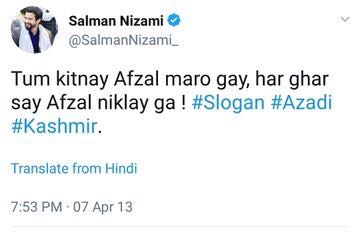 Congress leader &amp; close aide of Rahul Gandhi, Salman Nizami asks on Twitter- Modi, who is your father, who is your mother? He calls for Azad Kashmir &amp; says 'har ghar se Afzal nikalega'. He calls our Army rapists. Does Congress want to win election with the help of such people? PM