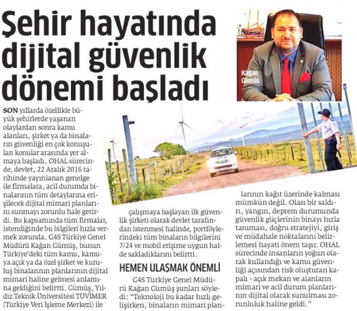 G4sTurkiye's tweet photo. G4S Türkiye Genel Müdürü Kağan Gümüş’ün ADPES hakkında bilgiler verdiği haber bugün Star Gazetesi’nde.
@kagangumus @StarGazeteTweet #g4s #g4stürkiye #güven #güvenli #güvenlik #guven #guvenlik #özelgüvenlik #gülümseyingüvendesiniz #turkey #istanbul #huzur #adpes #dijitalguvenlik https://t.co/KHfsNyRPl7