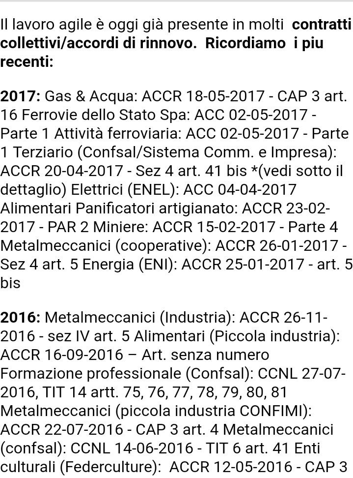 ValentinaGarut1's tweet photo. Esempi di CCNL che hanno adottato il metodo del lavoro agile #Dirlav2017 https://t.co/EcxCzlx8sy