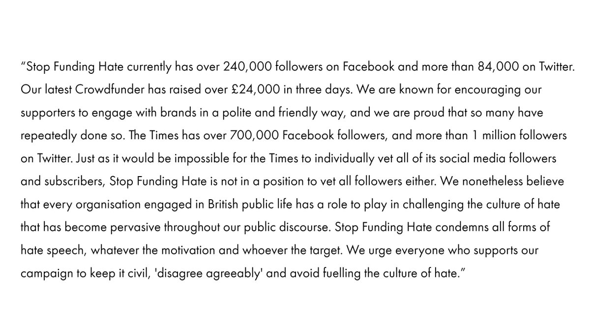 The Times (part of the same media group as the Sun) ran a piece about #StopFundingHate today. We provided a comment but unfortunately this was very selectively edited. Please share our full response & help ensure that Times readers get a balanced picture!