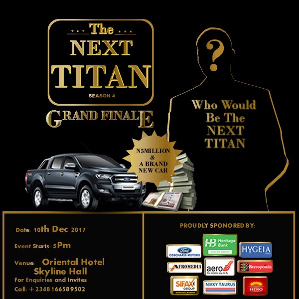 Are you ready for this?? Tomorrow the winner would be unveiled.
It has been a long journey and now it’s time to finally know who the Next Titan for this season would be!!! Free tickets to be won, watch this space