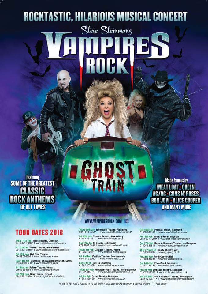 VampsRockFan's tweet photo. If you want to give awesome Christmas presents this year, get the love of your life tickets to @SteveSteinman #VampiresRockGhostTrain at @PalaceAndOpera 12 Jan 2018! 
With sexy dancers, rock god musicians &amp; vocals to blow your mind, come with us and seize the night #BatOutOfHell https://t.co/77lk0e2ew8