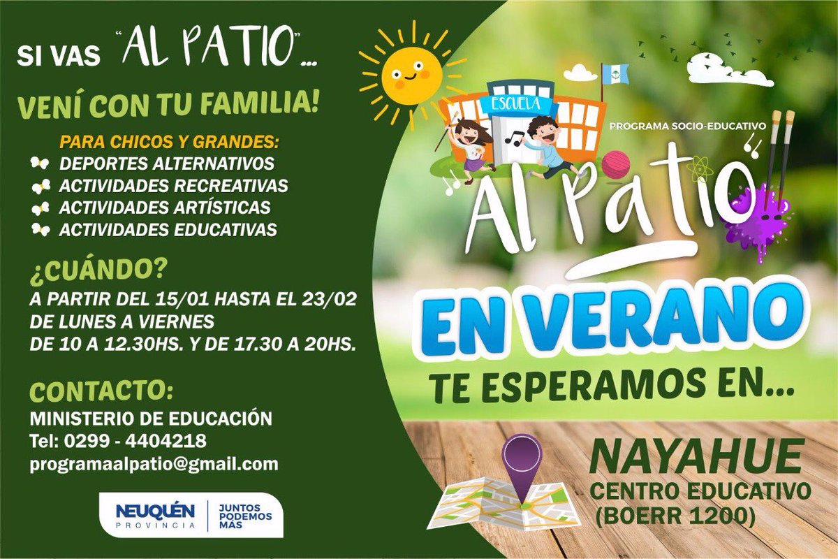 CrisStorioni's tweet photo. Algunas ideas que planificamos , actividades para que madres, padres y estudiantes compartan en un espacio educativo, Nayahue. 
Al Patio -recupero de espacios públicos  y extensión de la jornada escolar- https://t.co/38a9Vs3iGv