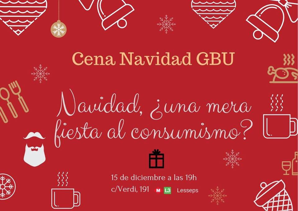 gbubcn's tweet photo. Este viernes 15/12 tendremos nuestra cena de Navidad: buena comida, música en directo y una reflexión con el título "La Navidad, ¿una mera fiesta al consumismo?", a cargo de @ArnauTerr_n. #UnaFeQuePiensa https://t.co/ljXOzZSxjp