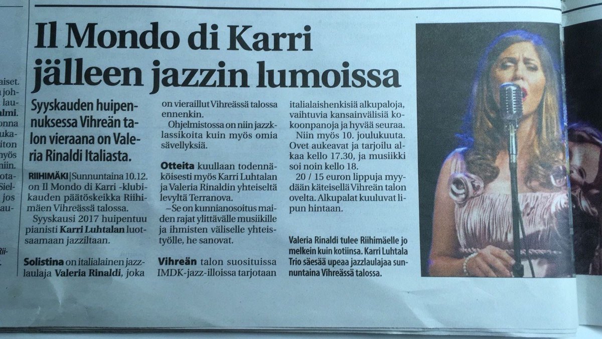 Today @ Kaisla in Helsinki &amp; tomorrow @ Vihreä Talo in Riihimäki