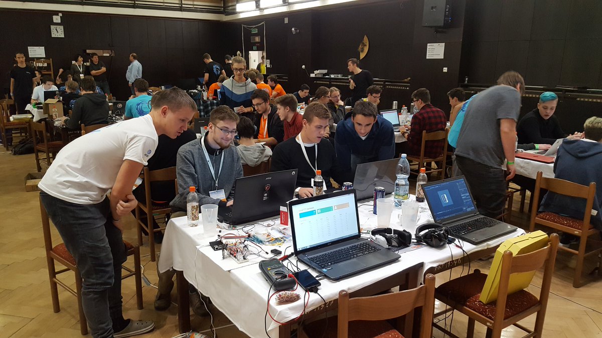 LadislavVenc's tweet photo. Products are getting final shape and teams preparing their final presentations... (2:45 remaining) #juniorhack2017 #atthack https://t.co/dh6vUFyExq