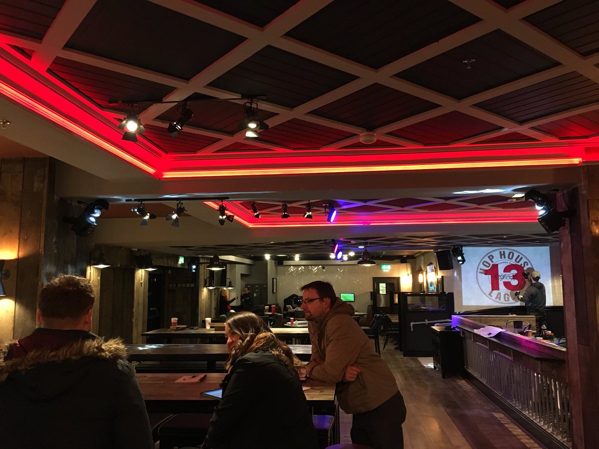 frazled71's tweet photo. Full AV upgrade to transform existing Harvester to @oneillspwmanc carried out by @SoundPowerUK. New sound system controlled by Soundweb Blu100 utilising audio architect. @ChauvetDJ Intimidator 305 and @ConceptLEDLight HP RGB tape provide effect/mood lighting for main trade area. https://t.co/JLWeRQulYr
