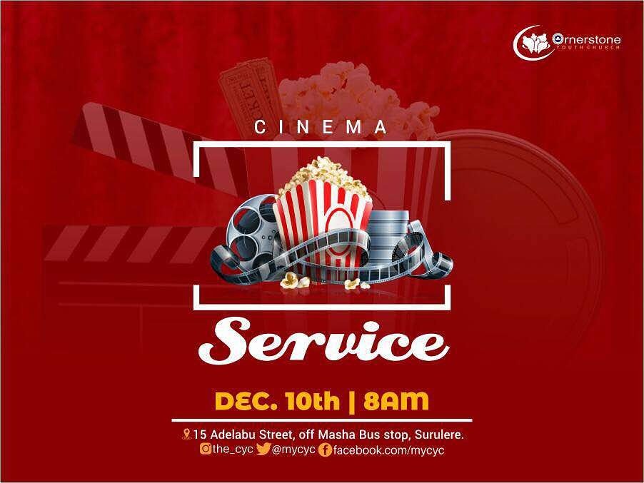 thebrooksNIG's tweet photo. Its #CinemaService tomorrow, its going to be an awesome time in God's presence, come with your friends and family to church unusual, you will be blessed. #ItShallEndInPraise #RaisingImpactfulLeaders https://t.co/UtAlzx7SmX