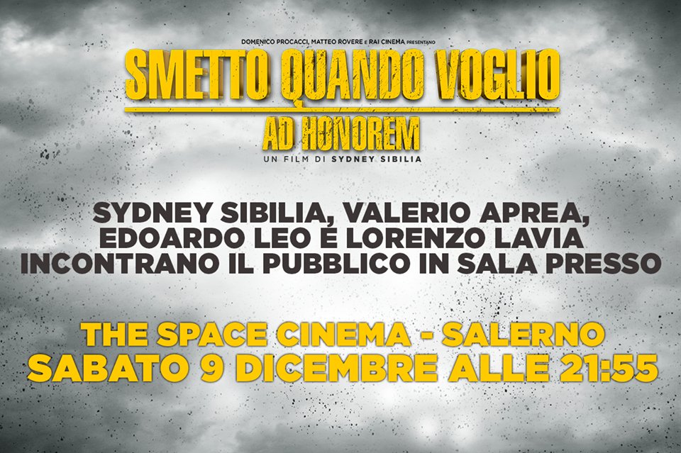 @groenlandiafilm (@groenlandiafilm) on Twitter photo La Banda è a #Salerno !
Questa sera <a href="/Syd_Sibilia/">Sydney Sibilia</a>, <a href="/valerioaprea/">Valerio Aprea</a>, <a href="/edoardoleo/">edoardo leo</a> e <a href="/lorenzolavia/">lorenzo lavia</a> presenteranno #SmettoQuandoVoglioAdHonorem al pubblico del <a href="/TheSpaceCinema/">The Space Cinema</a>!
#SmettoQuandoVoglio La Banda è a #Salerno !
Questa sera <a href="/Syd_Sibilia/">Sydney Sibilia</a>, <a href="/valerioaprea/">Valerio Aprea</a>, <a href="/edoardoleo/">edoardo leo</a> e <a href="/lorenzolavia/">lorenzo lavia</a> presenteranno #SmettoQuandoVoglioAdHonorem al pubblico del <a href="/TheSpaceCinema/">The Space Cinema</a>!
#SmettoQuandoVoglio