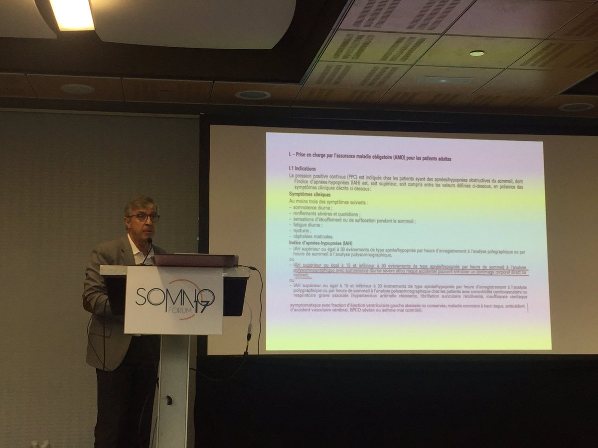 Dr O. Gallet de Santerre. Président AFSORL (Société Francaise d'ORL). Mise au point de la prise en charge et de la prescription de la ventilation à pression positive (CPAP)