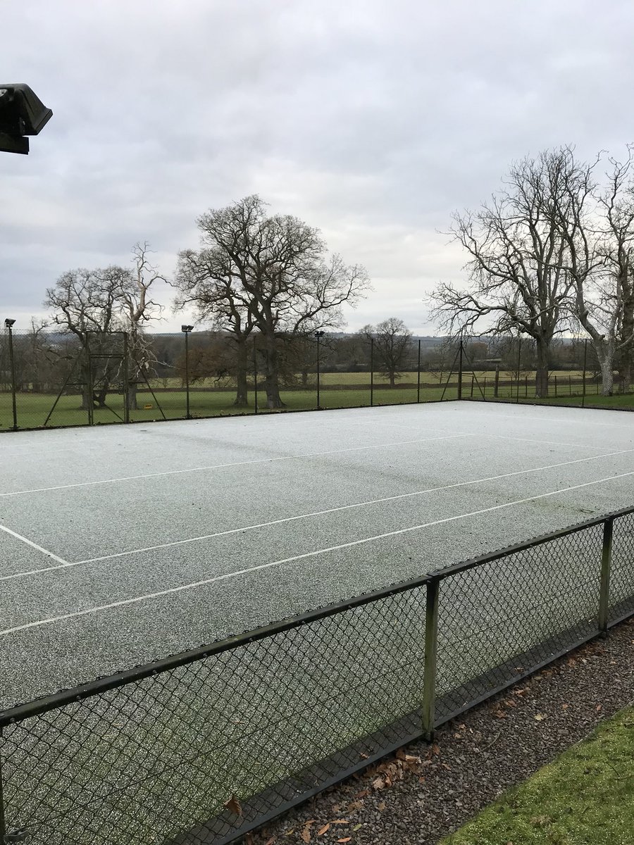 BridwellDevon's tweet photo. Our first (very small!) sprinkling of snow this winter... anyone brave enough for a tennis match this morning? #winter #snow #cold https://t.co/NsHa3CZN9m