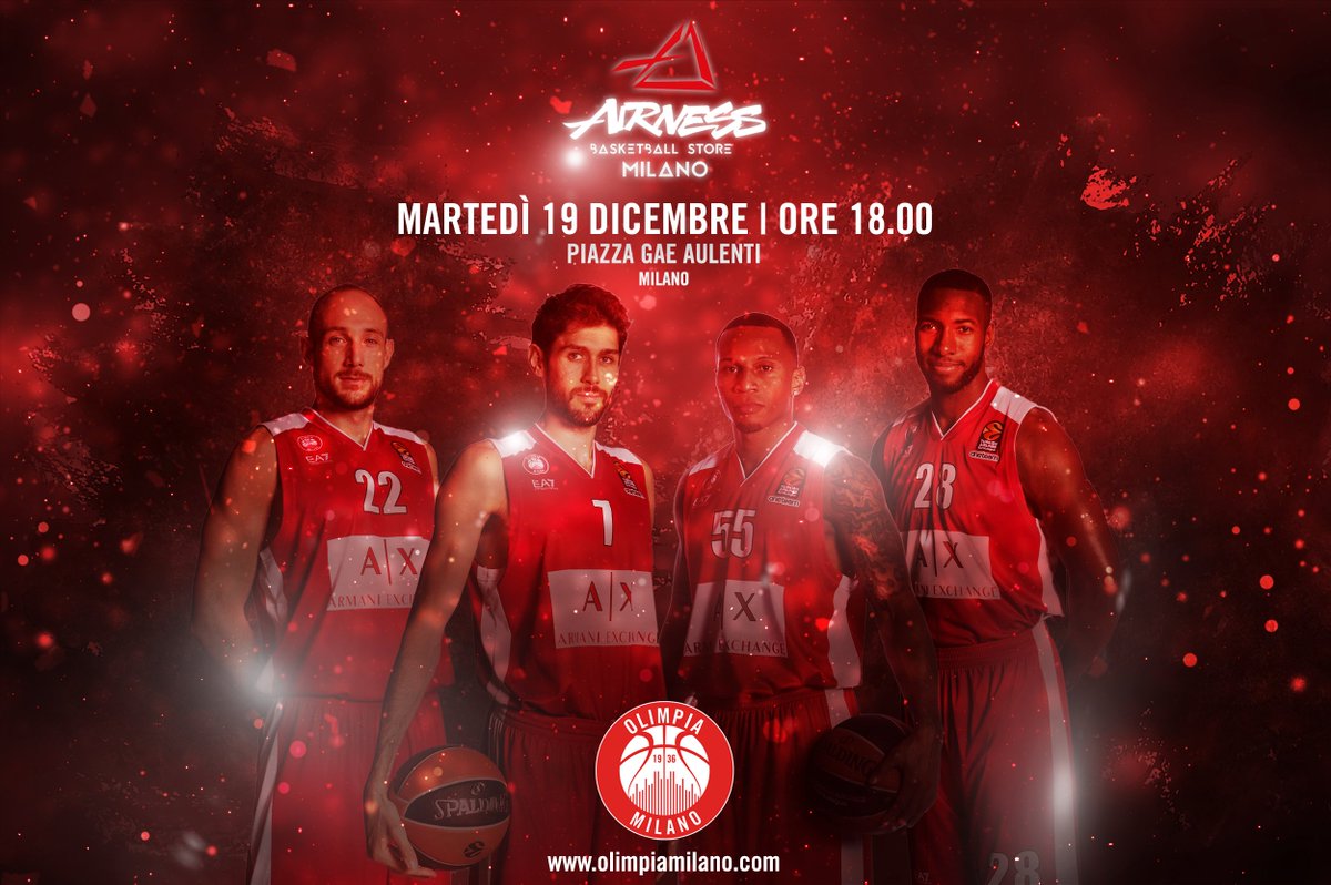 OlimpiaMI1936's tweet photo. Insieme a #Cusin, #Pascolo, #Jerrells e #Young, vi aspettiamo il 19 dicembre alle ore 18.00 presso Airness di Piazza Gae Aulenti. Per un Natale da #meninred. 😍 https://t.co/VmkkxjSUre