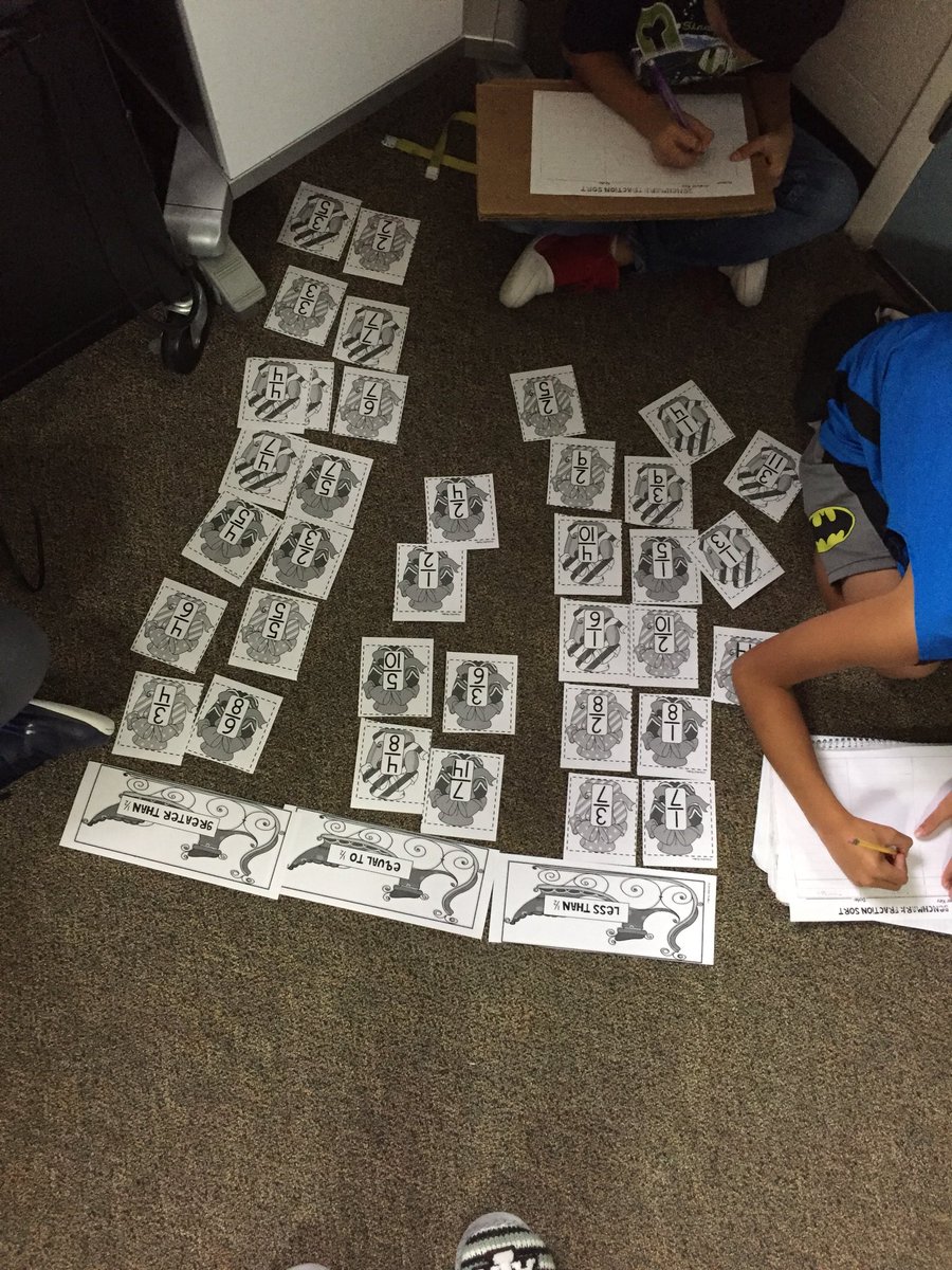 mrswemken's tweet photo. Having fun with a benchmark fraction sort in Ms. Vidrineβs class! #4thGradeMath #cfisdmath #learninisfun #teamjowell https://t.co/HkQu5BU155