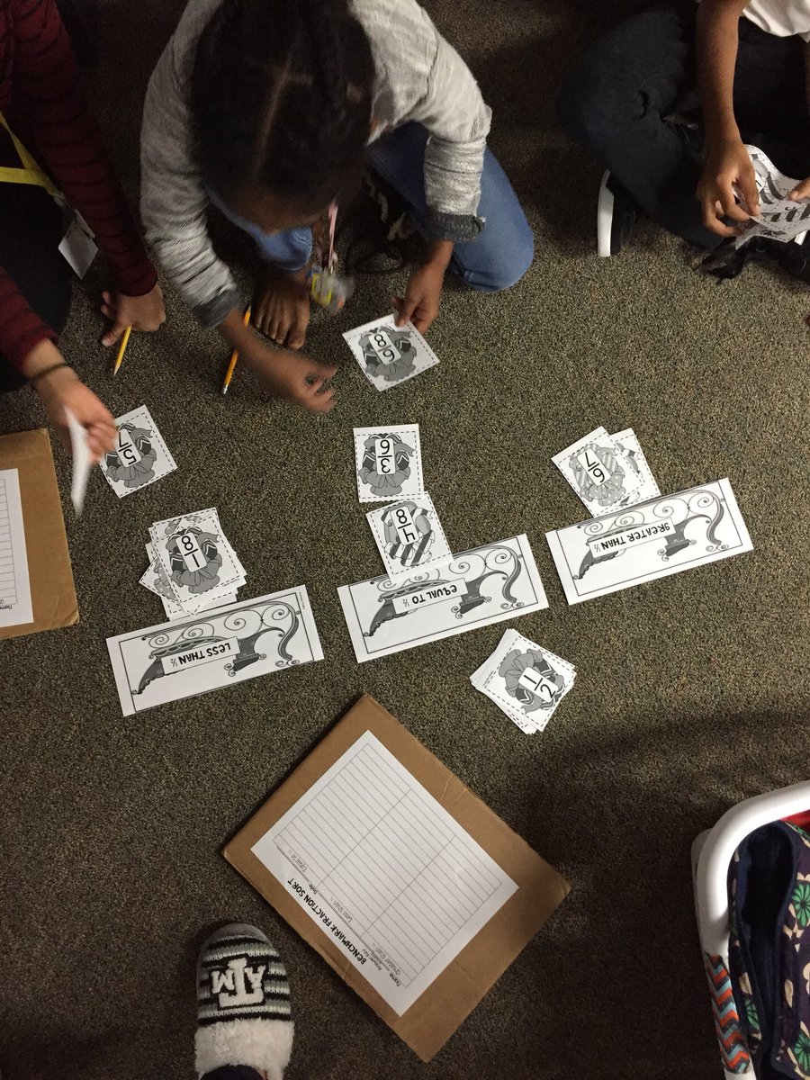 mrswemken's tweet photo. Having fun with a benchmark fraction sort in Ms. Vidrineβs class! #4thGradeMath #cfisdmath #learninisfun #teamjowell https://t.co/HkQu5BU155