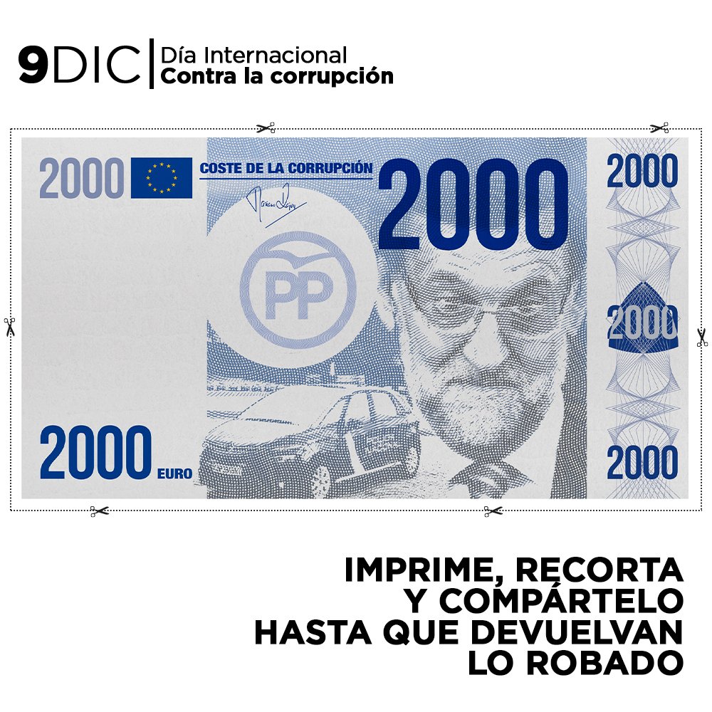 PodemosCongreso's tweet photo. 💶A cada persona de este país la corrupción de M.Rajoy le cuesta 2.000€ al año. Que dimitan y #QueDevuelvanLoRobado. https://t.co/joDGw1w8BR