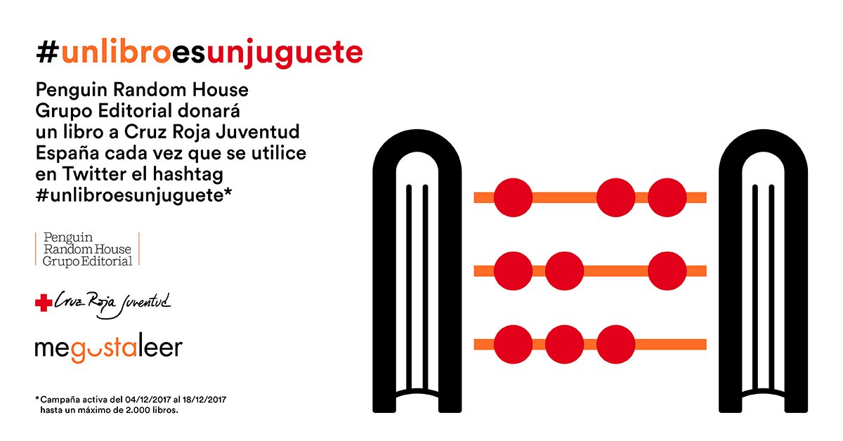 Os invitamos a participar en nuestra campaña solidaria. Por cada tuit, RT o mención que contenga #unlibroesunjuguete, Penguin Random House Grupo Editorial donará un libro a <a href="/CRE_Juventud/">Cruz Roja Juventud</a> ¿Te apuntas a colaborar con nosotros?
