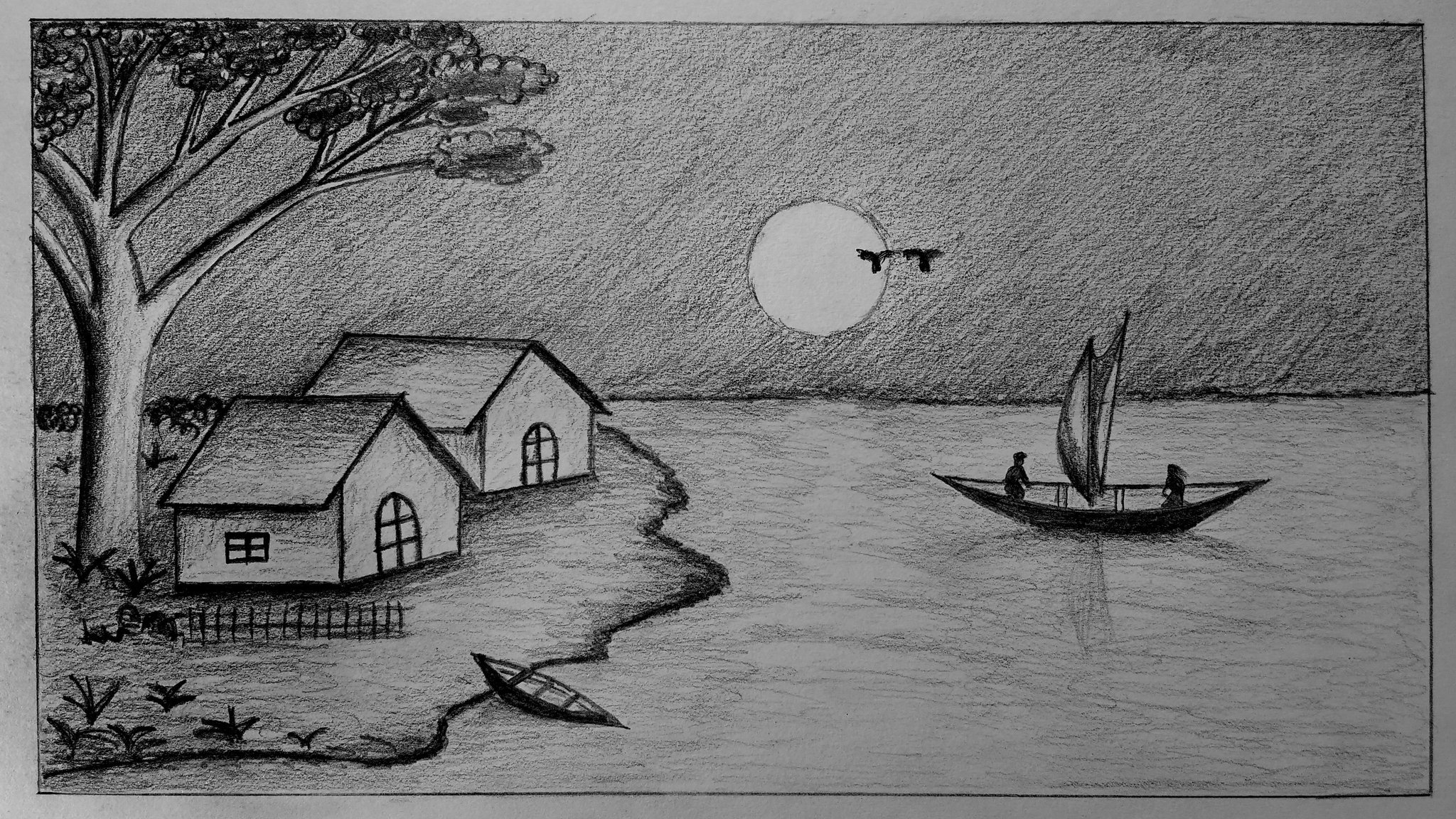 Simple landscape scenery drawing by pencil with easy ways// - YouTube