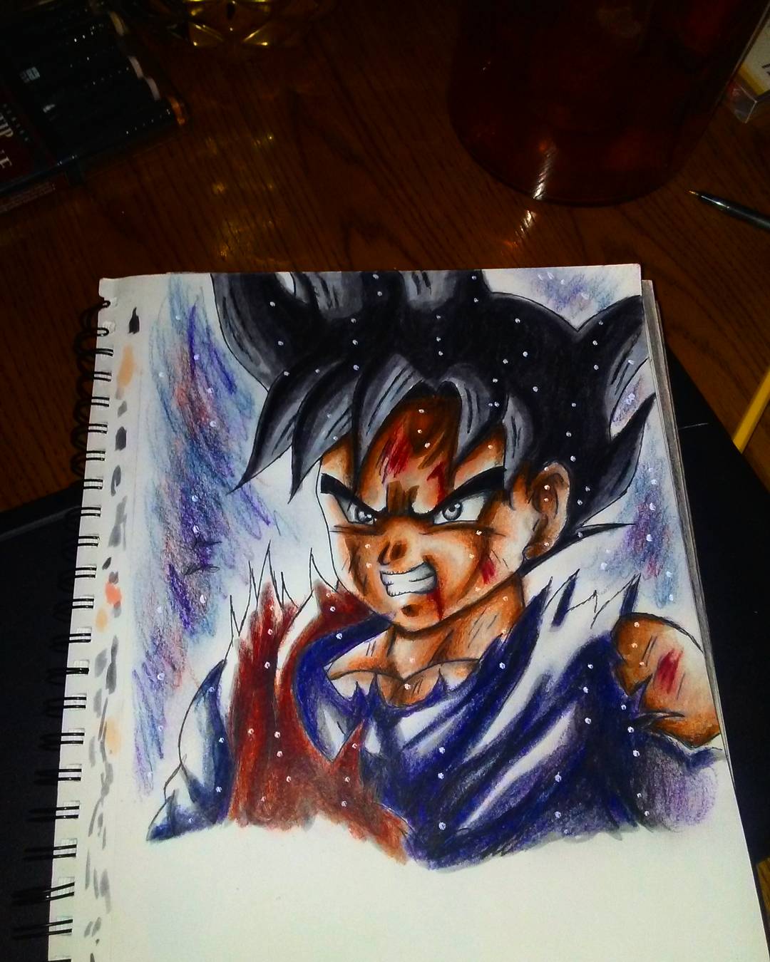 Saquan Ellison on X: Ultra instinct goten hope u guys like it took 3hrs  with prismacolor pencil and uniposca white paint for highlights enjoy   / X
