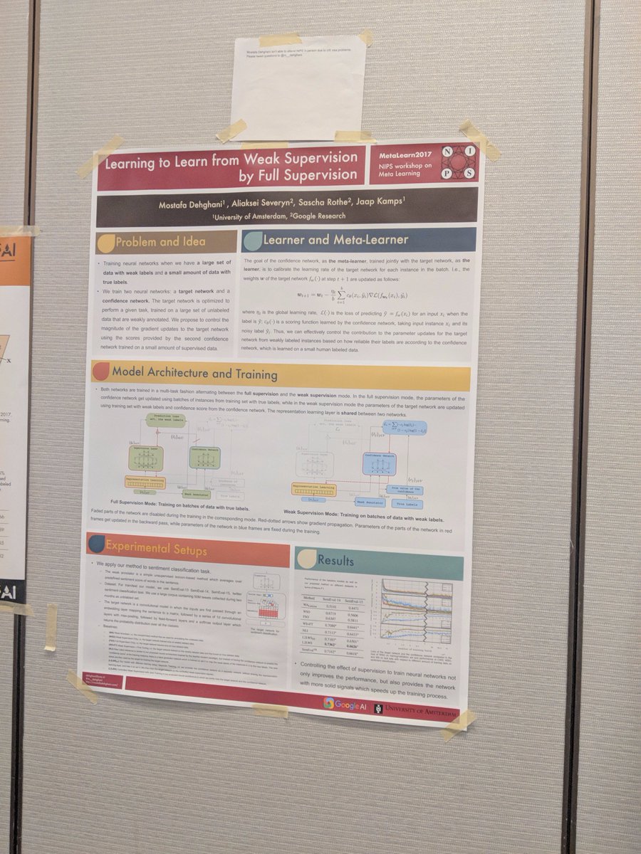 m__dehghani's tweet photo. If you're at NIPS, check out our poster in the Meta-Learning workshop's poster session. #nips2017 #MetaLearn2017
Link to the paper: https://t.co/GOBScppncf https://t.co/IAftLg24bs
