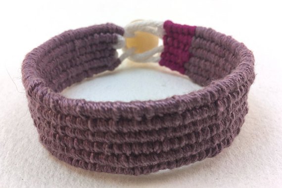 WhatKnotShop's tweet image. one button cuff bracelet etsy.me/2B1BhWP via @Etsy unique handmade gift shipping available #tapestryweave #ropebracelet
