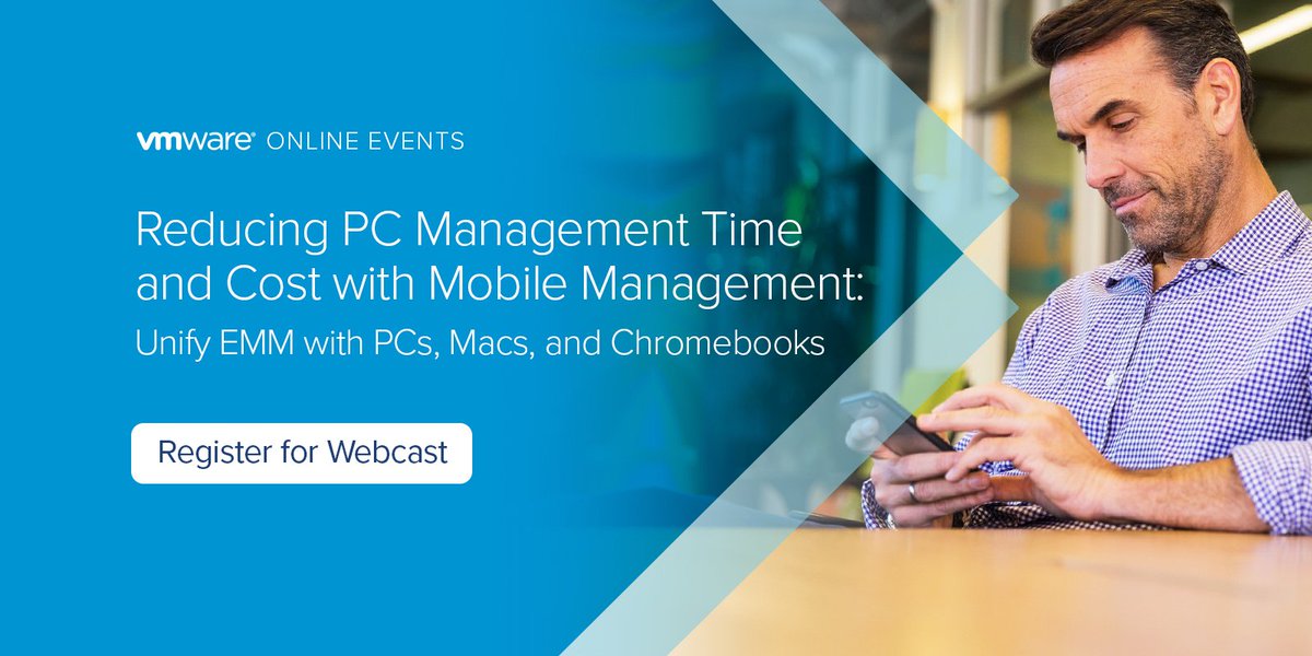 WorkspaceONE's tweet image. Curious how you can support new #PCmanagement features? VMware #AirWatch can help. Learn more in our 12/12 webcast: bit.ly/2ApkWf5