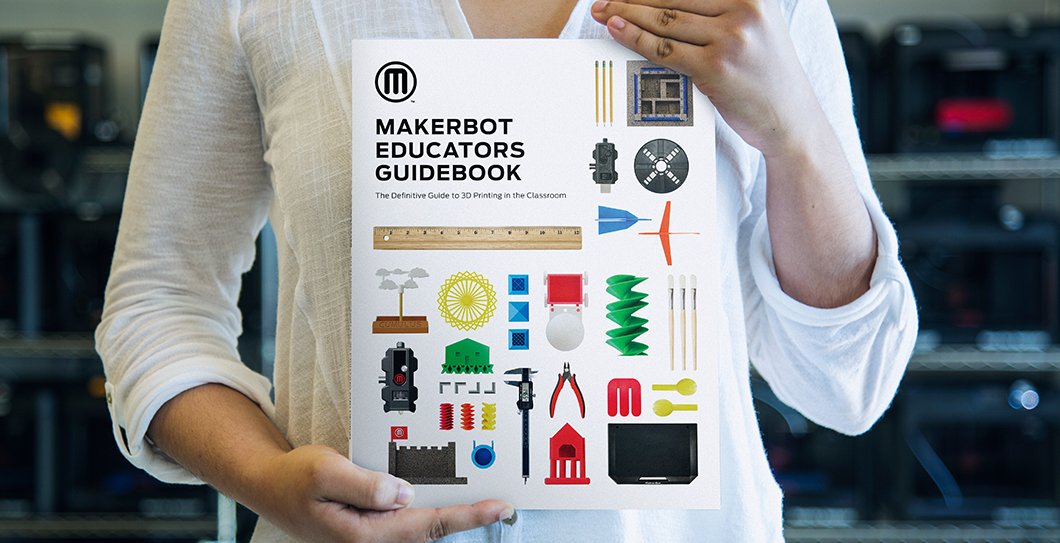 makerbot's tweet image. Transform your curriculum with the MakerBot Educators Guidebook. Download your free copy and start 3D printing in your classroom today! #VISIONCTE17 attendees—find us at booth #635 for a chance to win a hard copy! mbot.co/2tge26O