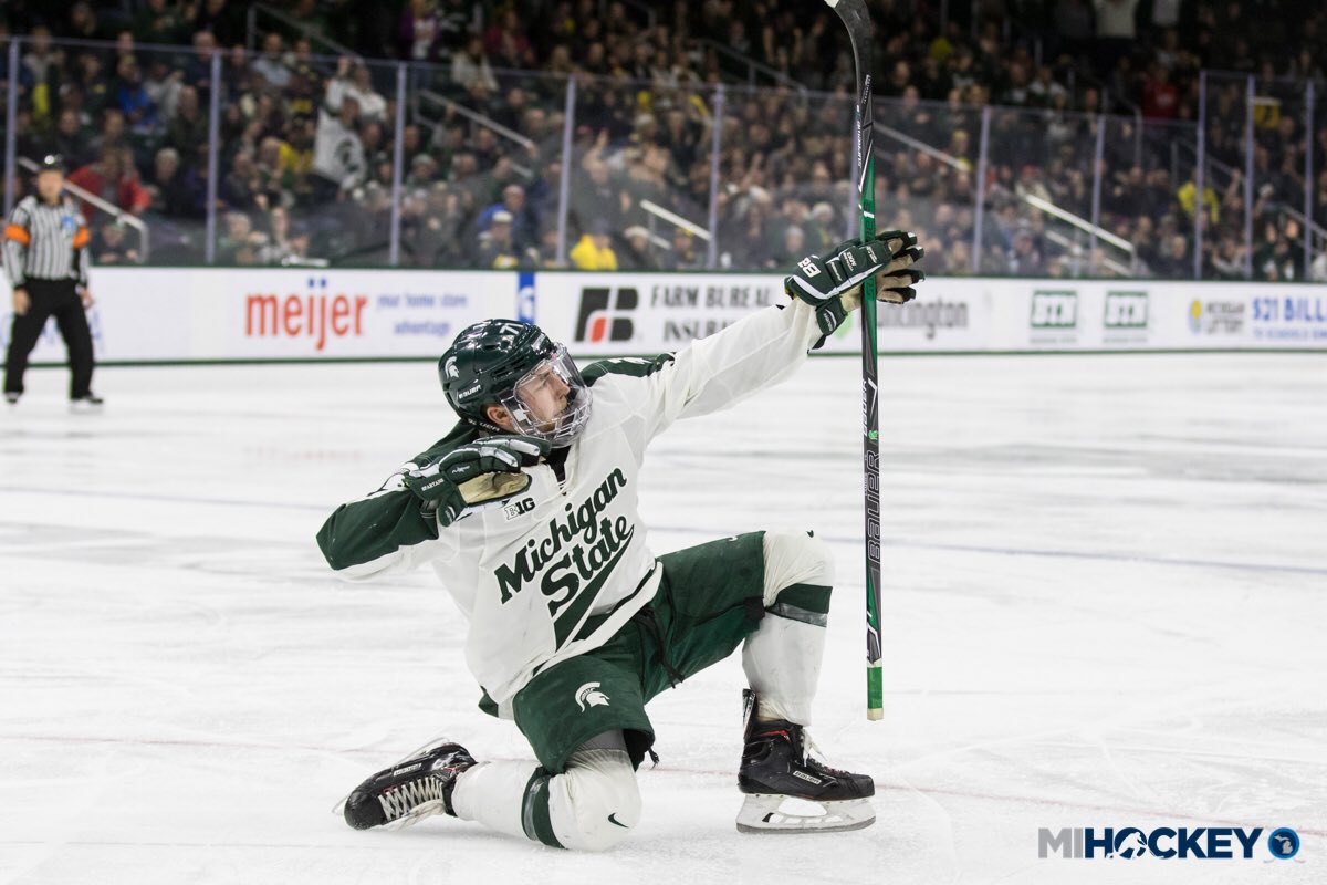 .<a href="/Lamby_7/">Logan Lambdin</a> and <a href="/MSU_Hockey/">Michigan State Hockey</a> had fun last night. 

More 📸 | mihockeynow.com/2017/12/photos…