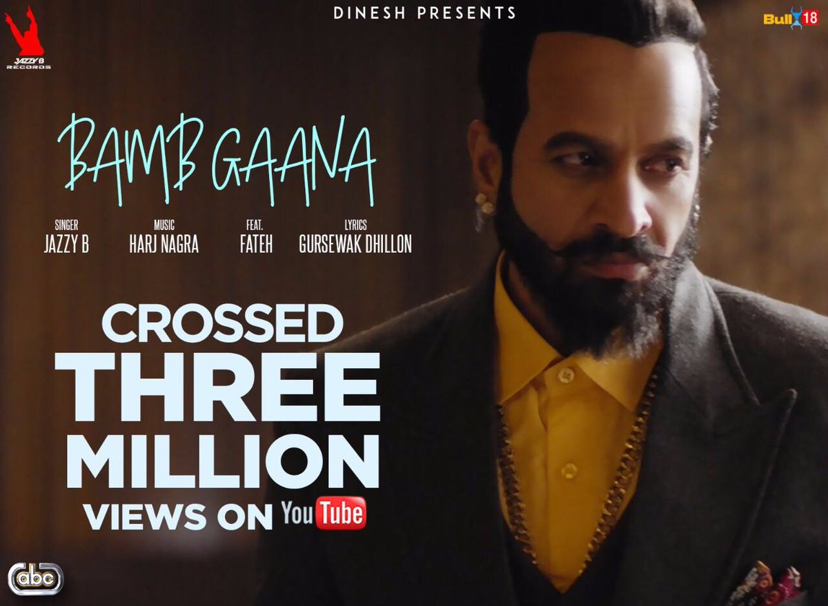 Congrats to <a href="/jazzyb/">Jazzy B</a> <a href="/FatehDOE/">Fateh Singh</a> <a href="/HarjNagra/">Harj Nagra</a> 
#BambGaana crosses 3 MILLION views on <a href="/YouTube/">YouTube</a> 
iTunes: abc.digital/bbg1
YouTube: youtu.be/2lpMOn3YbwI