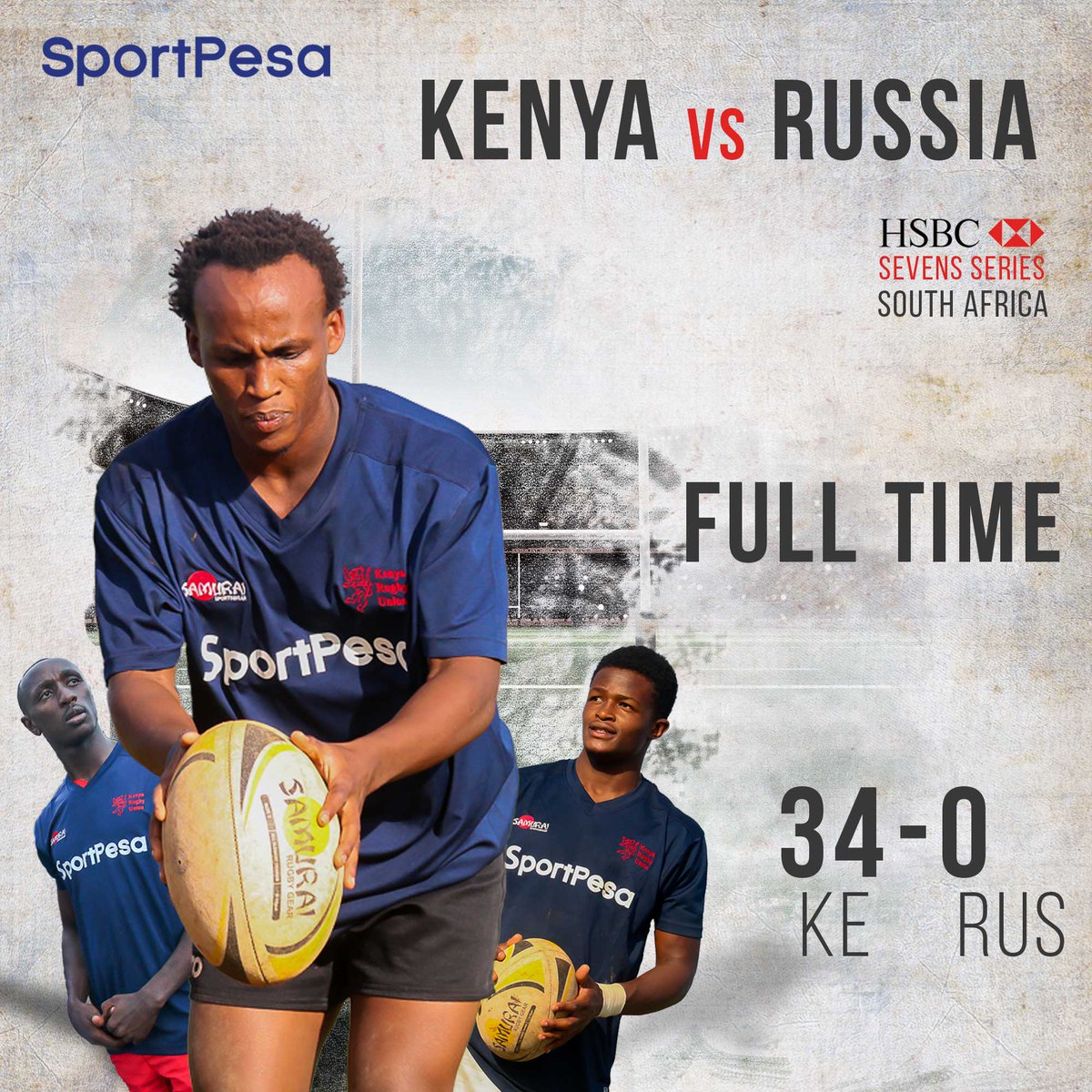 Full time results: Kenya 34-0 Russia
#CapeTown7s
#Shujaa7s