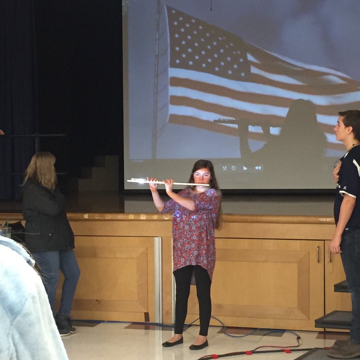 LCSDFineArts's tweet image. LHS Sophomore flautist Amanda Richards performs the National Anthem at the VEX Robotics Competition Saturday morning at SRMS. #LPoolVEX