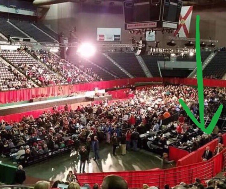 amy_nc74's tweet photo. I thought myself that maybe this image was taken at some point before the rally began, but there @realDonaldTrump is walking in. Nope. Definitely not packed to the rafters. People are sick of your shit show. #LiarInChief #fakenews https://t.co/KLc5s1G0u4