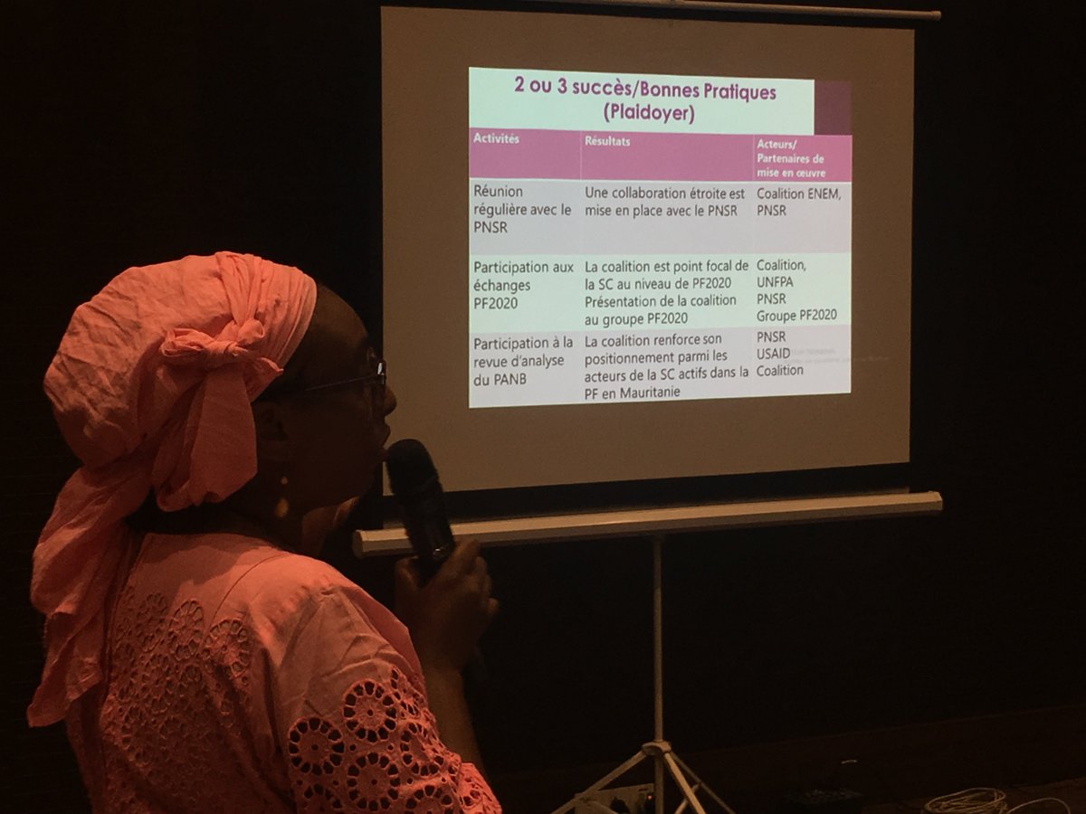 Présentation des résultats obtenus au cours de l’année 2017 en Mauritanie par le docteur Sira Ba, coordonnatrice pays #AtelierInterPays <a href="/IntraHealth/">IntraHealth International</a>