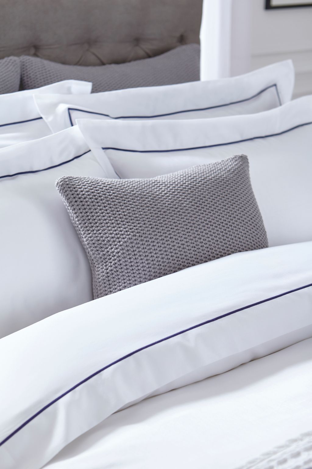 DUSK.com on X: Nothing better than fresh clean cotton bedding. Fall in  love with the Mayfair Collection in bold navy -->   #newbedding #bedgoals #home #whitebedding   / X
