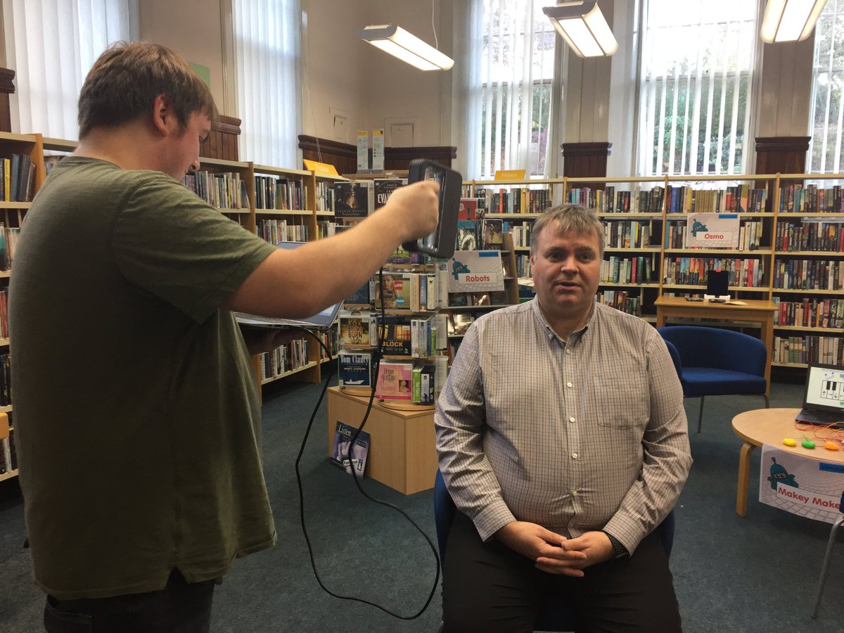 chriswkane's tweet image. Fab free family event at Dunblane @StirlingLibs today playing with @stirlingcouncil digital resources. I've been 3D scanned & 3D mini-me is being printed soon. My kids tried coding and played with robots. What's not to like! #Digiknow #getdigital #getcoding #librariesgodigital