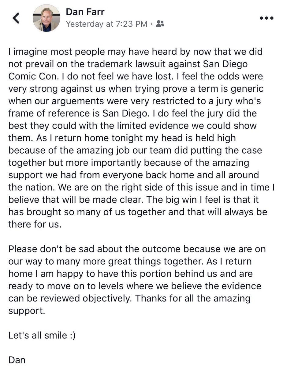 fanxsaltlake's tweet photo. .@danbfarr’s statement from his personal Facebook page. #istandwithSLCC https://t.co/ELtPhoy5wN