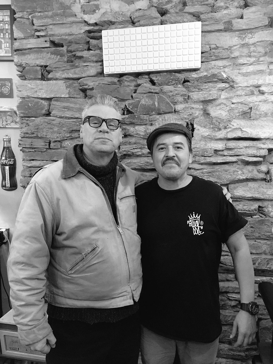 KermodeMovie's tweet photo. Top quiff tune up with the great @blackdog_guy, who's sporting a spiffing new 'tache. https://t.co/l7IB7hMZ1q