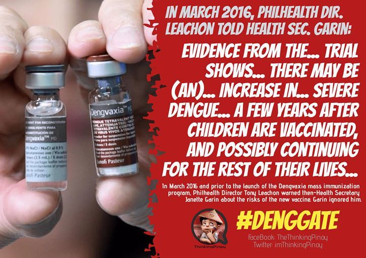 ThinkingPinoyPH's tweet photo. #DengGate: GARIN IGNORED WARNINGS FROM GOV'T EXPERTS

In March 2016 and before the launch of the Department of Health (Philippines)-sponsored, Dengvaxia-fuelld mass immunization program for 1 million Filipino 4th graders, Philippine Health Insurance Corp… https://t.co/lXFJvi23Nh https://t.co/cdvFaZaLHh