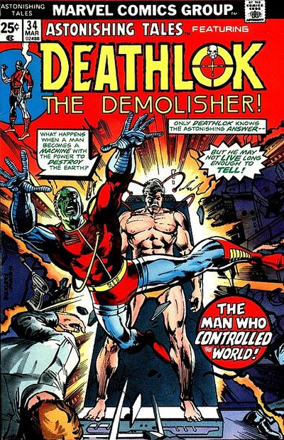 TheDayInComics's tweet photo. On newsstands December 9, 1975 - 
Astonishing Tales #34 "And All the King's Madmen..." "...Couldn't Put Deathlok Back Together Again..." "...Or Could They?"

Writers: Rich Buckler &amp; Bill Mantlo
Penciler: Rich Buckler

#TheDayInComics #ThisDayInHistory https://t.co/hXPTOdeBFJ