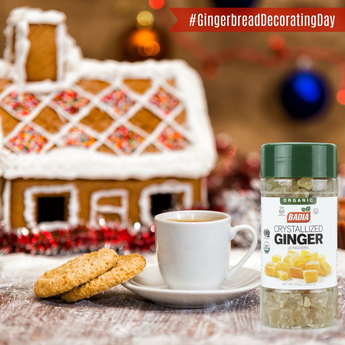 BadiaSpices's tweet photo. It's #GingerbreadDecoratingDay! Break out your baking gear, bake a gingerbread house, and decorate away! #ginger #holiday #baking #crystallizedginger https://t.co/IvSbMCnLSm