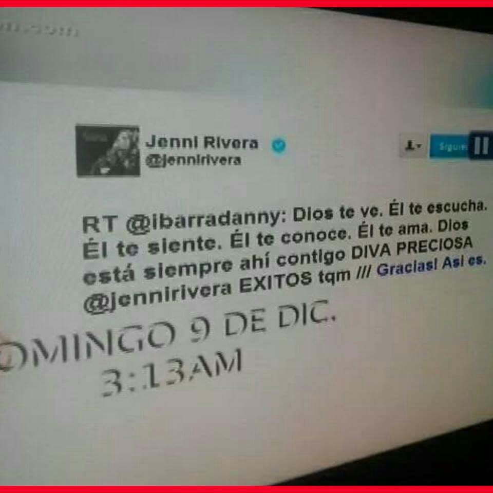 ibarradanny's tweet photo. @jennirivera #inolvidable mi ultimo Twitter con la #diva Siempre en nuestros corazones. #jennivive #JenniRivera https://t.co/z5ElPUFvBr
