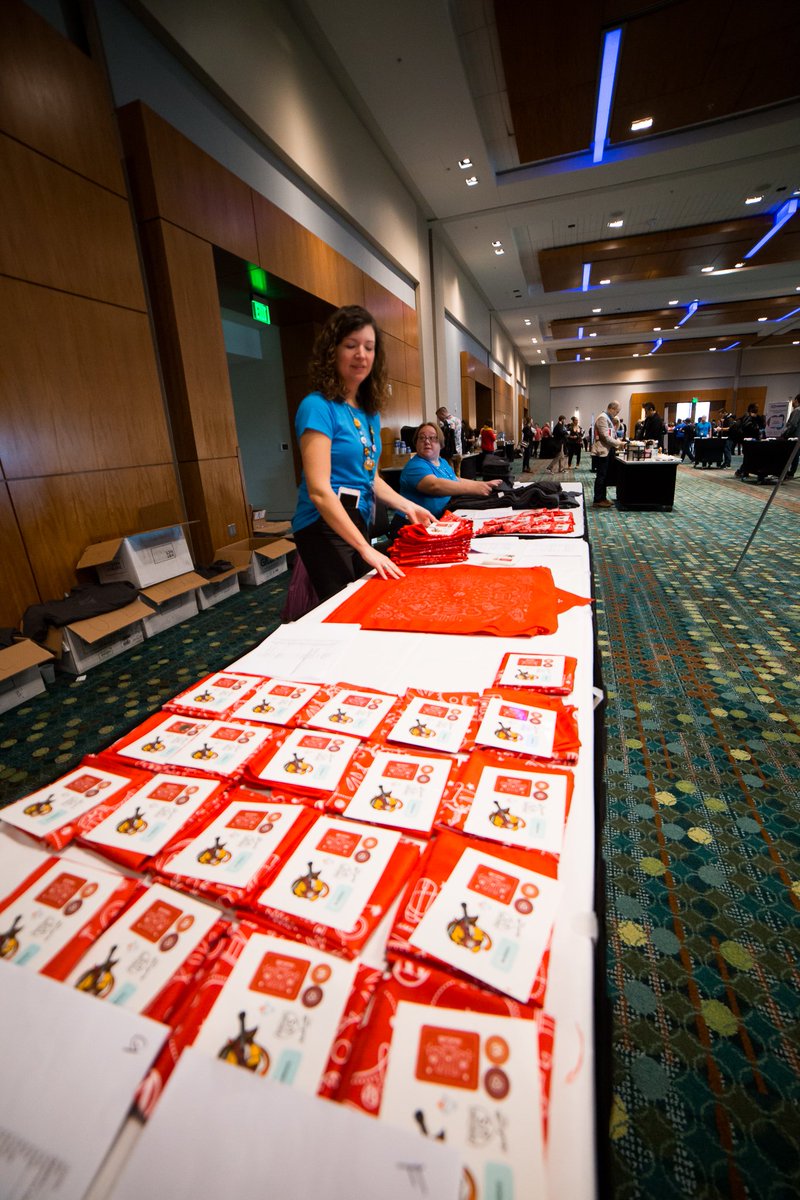 WCUS 2017 swag table featuring the 2017 bandanna and stickers. Photo Credit: Taylor Gorman