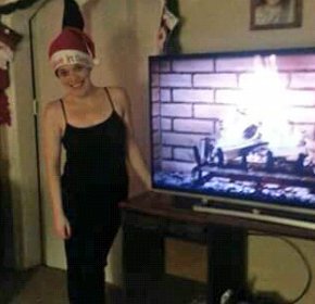 Mom: "so Megan.. I know exactly what to do to help you feel better.. Here put this Santa hat on and let me put this fire place on the television..Ok now smile.."