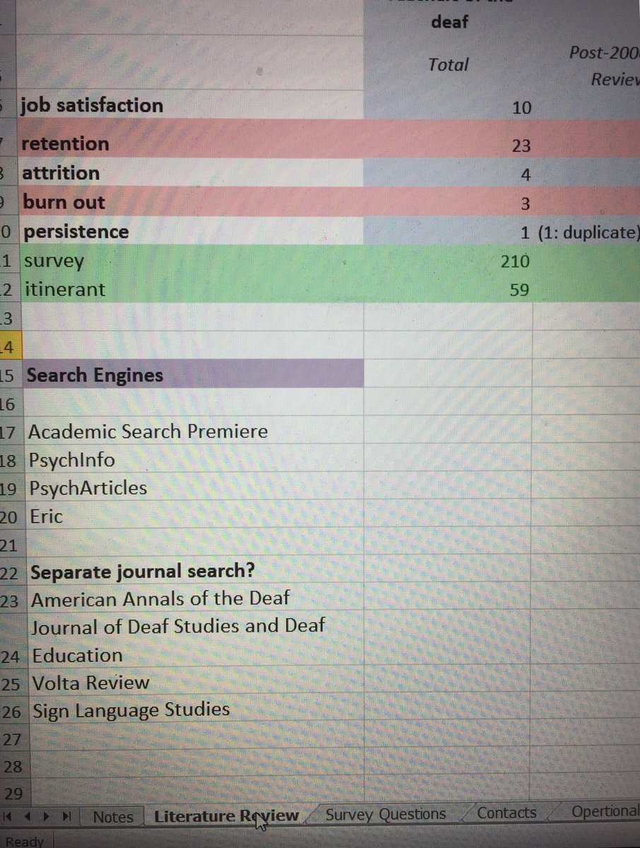 KymPMeyer's tweet image. #DissertationPlanning/3 - the tweet series. The LIT REVIEW TAB in @msexcel: list the search engines you’re using, search terms (and articles found with each term), other journals you plan to do a snowball/archival search through. #phdadvice #GradSchool #AcWri