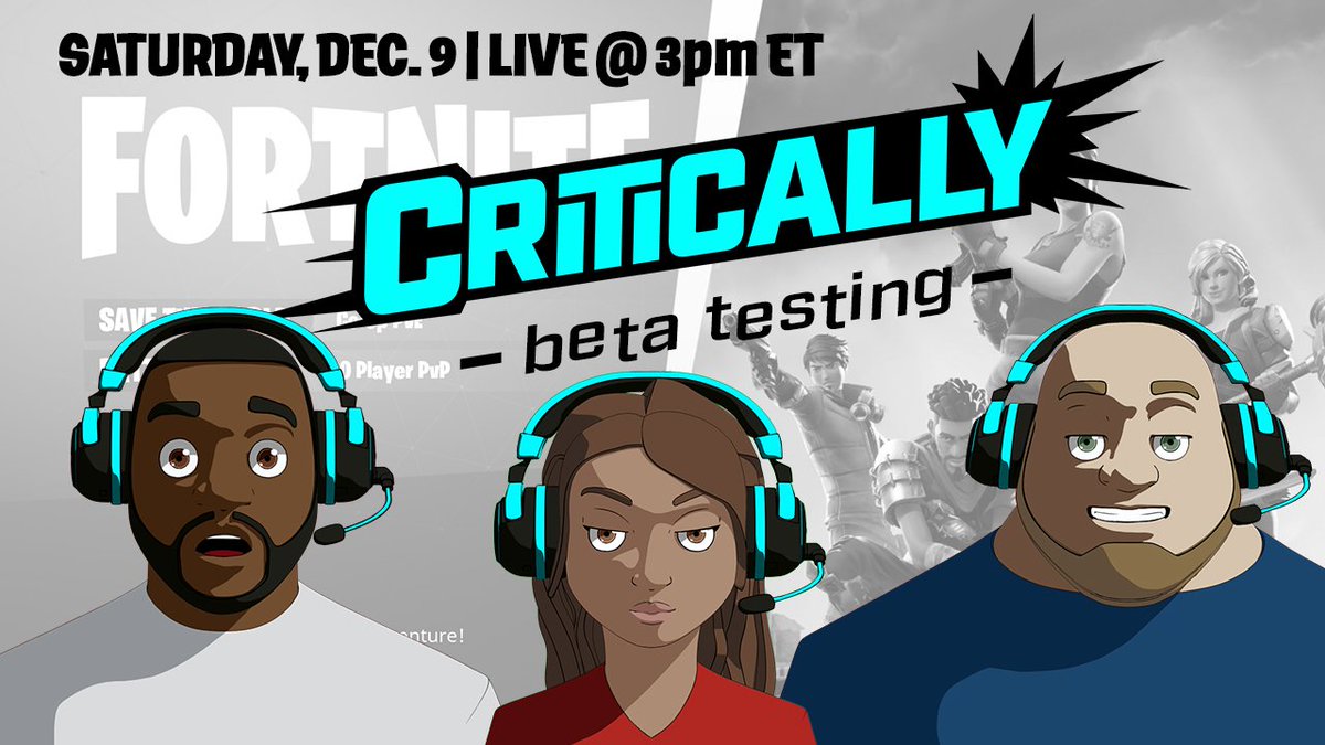 CriticalAwkward's tweet photo. Toon in at 3pm! We are #livestreaming some 50v50 #fortnite #fun on #twitch! #CriticallyAwkward #StayTooned https://t.co/2UbSrURJcF