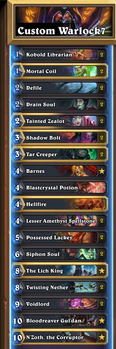 Hs Pro Deck Feed On Twitter Wabeka S N Zoth Control Warlock Hearthstone Hearthstonedecks