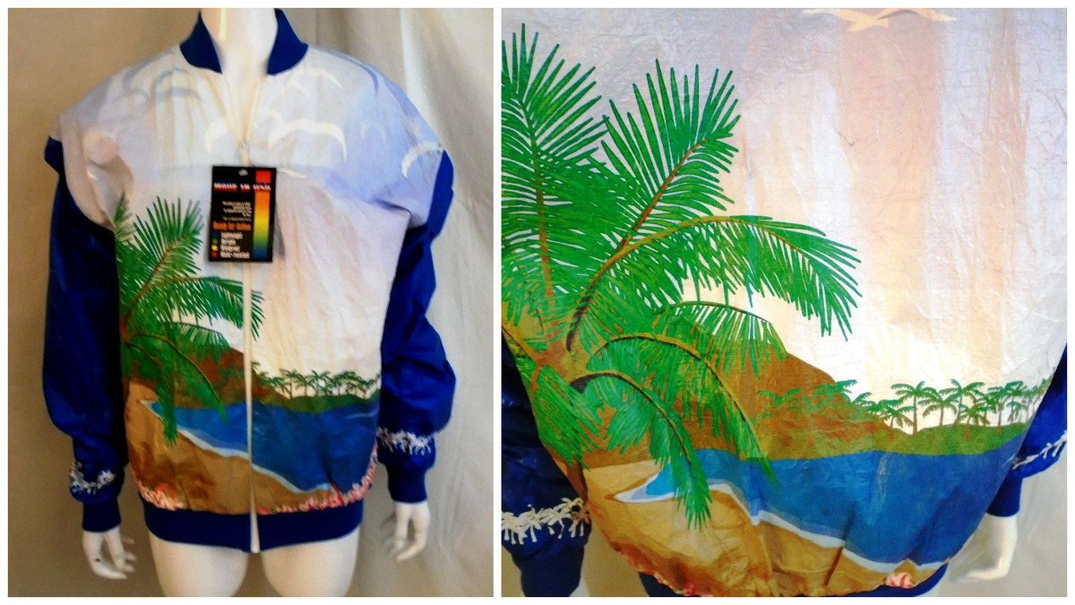 Rue23vintage's tweet image. Vintage 1980s Tyvek Mans Jacket Tropical Palm Tree Beach … tuppu.net/900cbec9 #vintageclothing #TrackSuitJacket