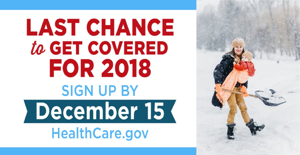 ChatmanLLC's tweet image. The deadline to sign up for 2018 health coverage is December 15. What are you waiting for?! #GetCovered at HealthCare.gov today. Think you don't qualify for a subsidy? You could be missing out! We can assist you with getting enrolled and our services are always FREE!