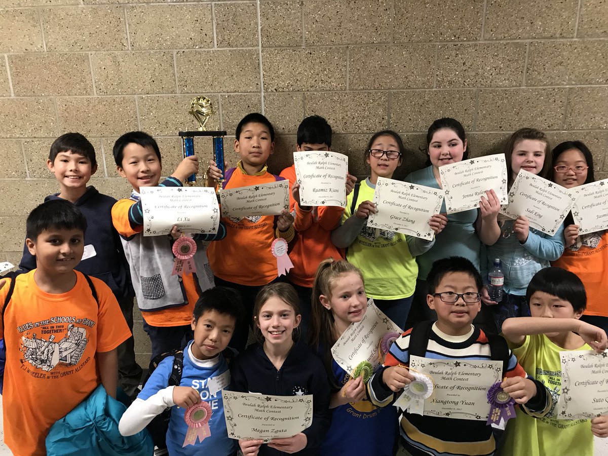 mkuensti's tweet photo. @GrantAllStars @BEUprincipal @BeulahRalphElem #BEUMathContest post award team photo! Lots of ribbon winners. 4th place team award too! #missingkevin https://t.co/Qht8prHP7s