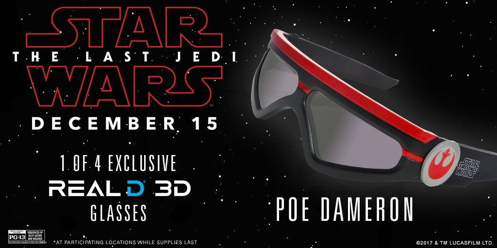 GameSpot's tweet image. RT &amp;amp; follow @gamespot+@RealD3D for a chance to win these Exclusive Star Wars #TheLastJedi #inRealD3D Glasses 🕶 (comment with which one you want).

Four (4) winners picked Sunday at 11:59PM PT! (US only) #giveaway